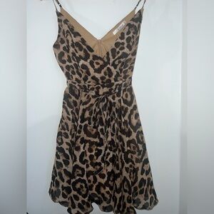Printed dress with wrap tie and adjustable straps